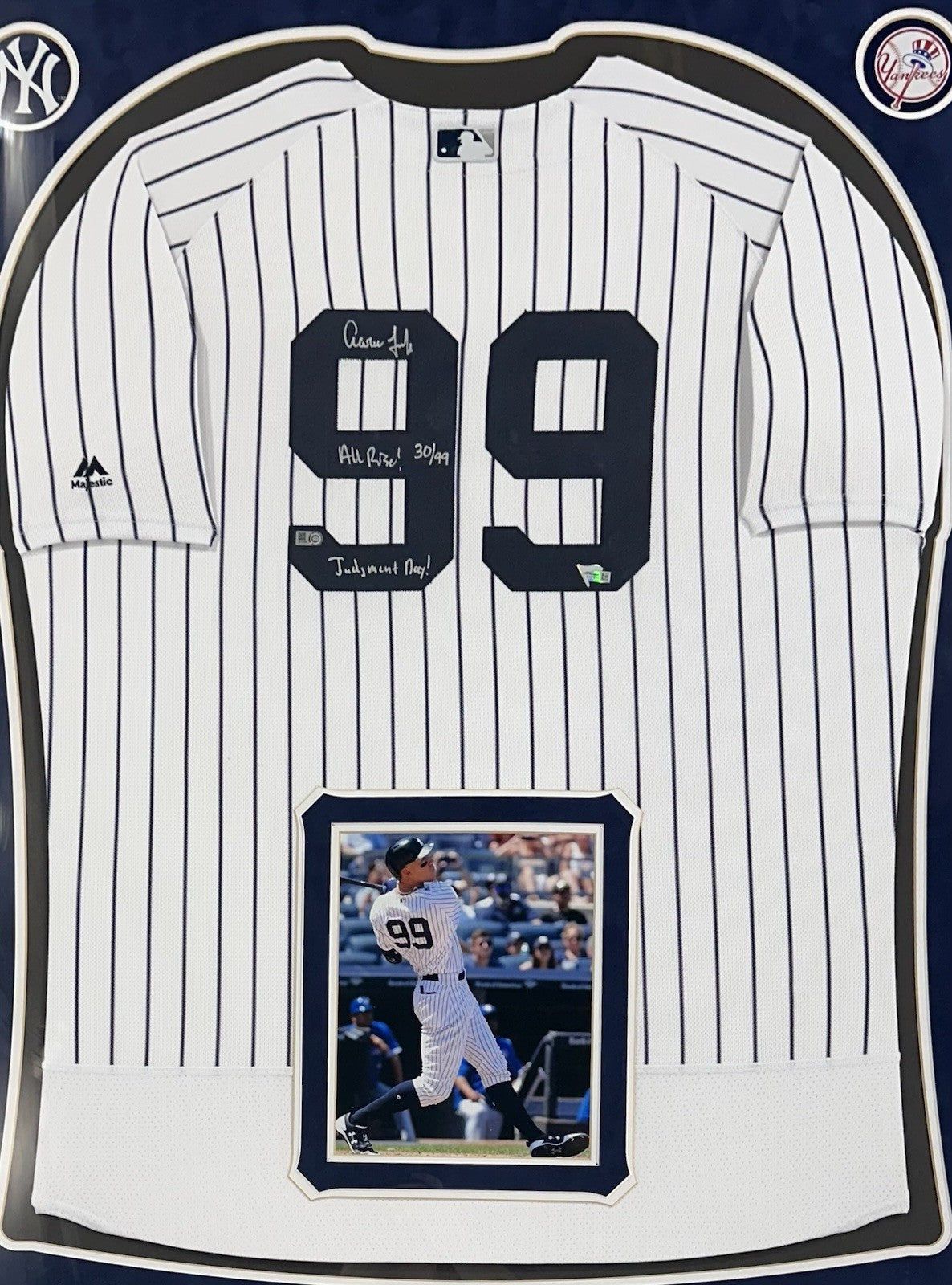 Aaron Judge Signed Framed Jersey Yankees /99 Judgement All Rise Auto Fanatics