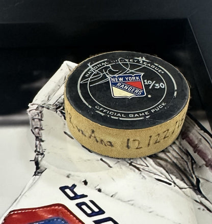 Henrik Lundqvist Signed Framed 3D Photo Game Used Puck Rangers LE Auto Steiner
