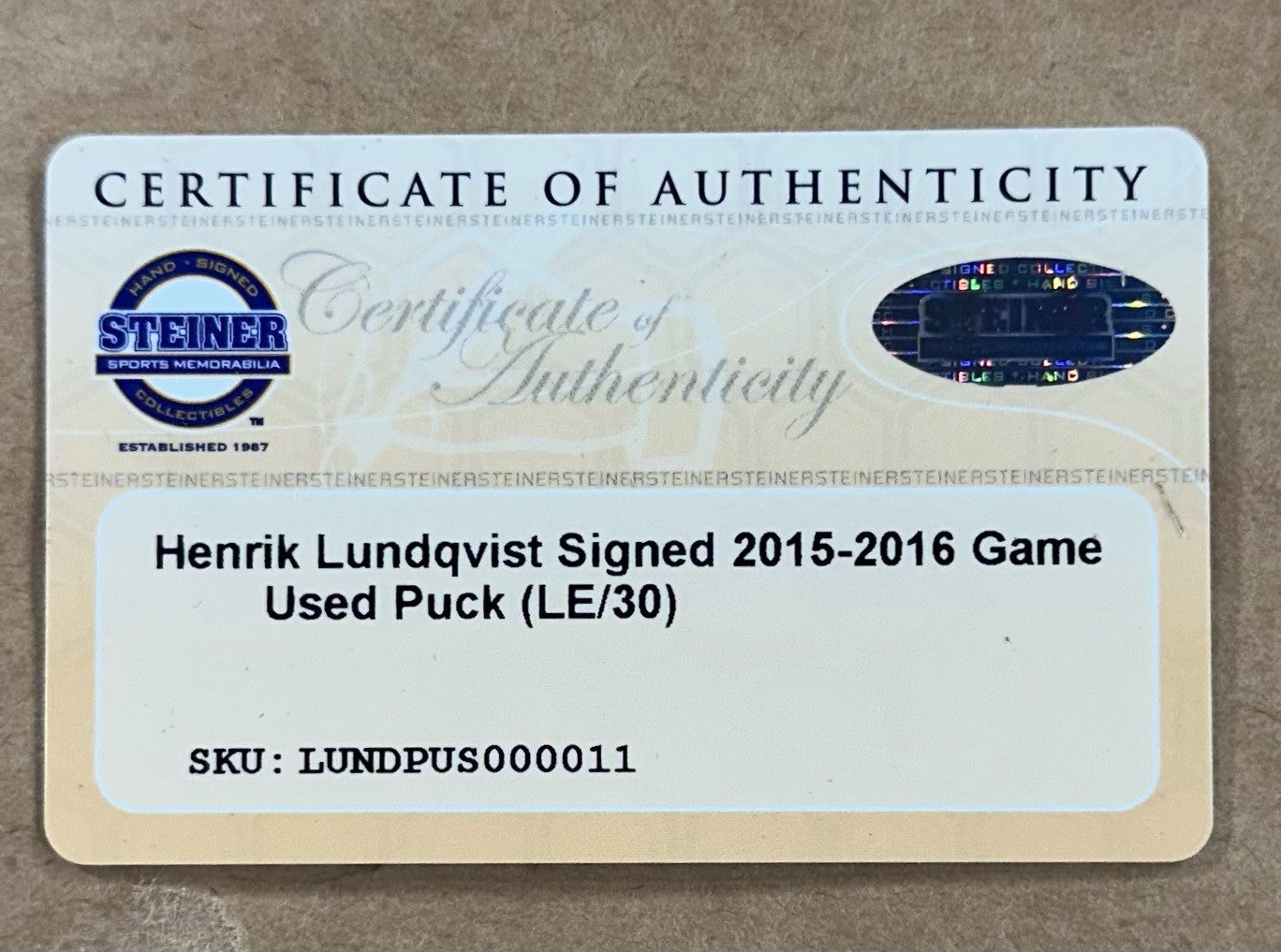 Henrik Lundqvist Signed Framed 3D Photo Game Used Puck Rangers LE Auto Steiner