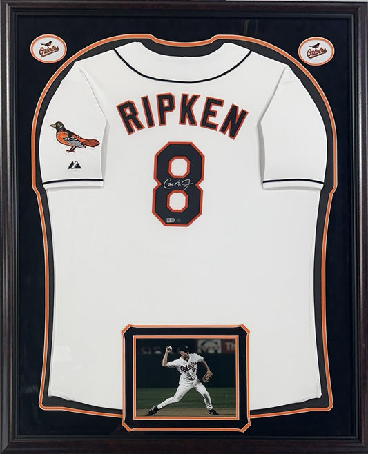 Cal Ripken Jr Signed Majestic Authentic Framed Orioles Jersey Auto Steiner HOF