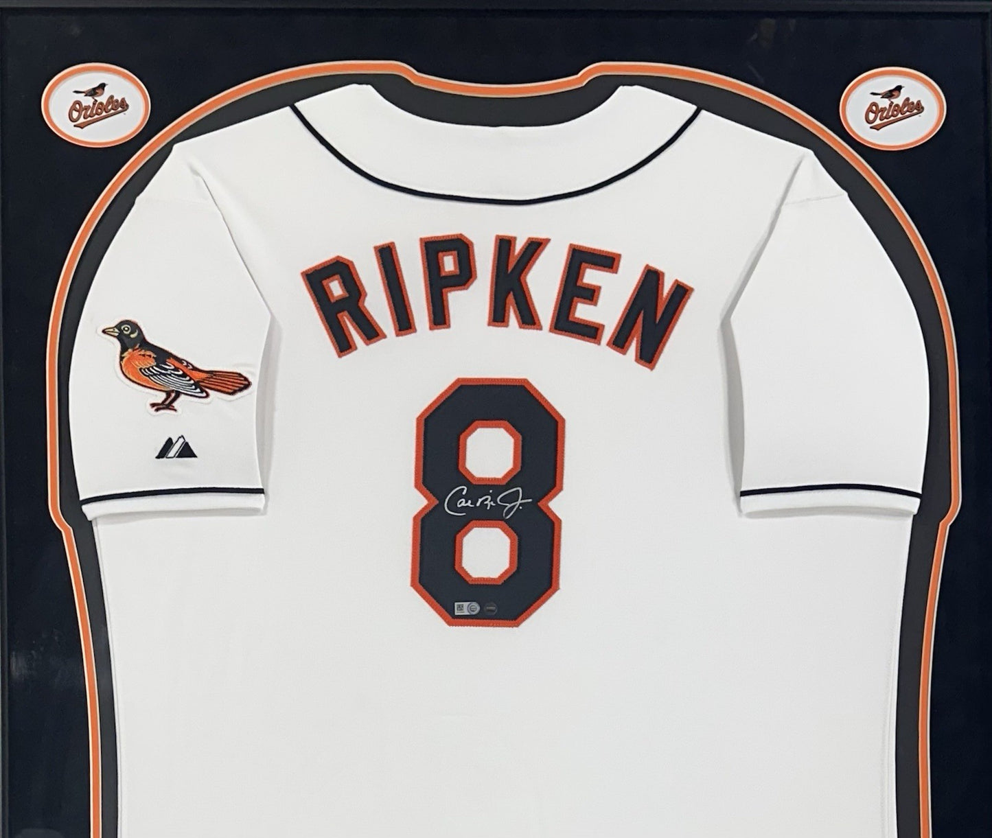 Cal Ripken Jr Signed Majestic Authentic Framed Orioles Jersey Auto Steiner HOF