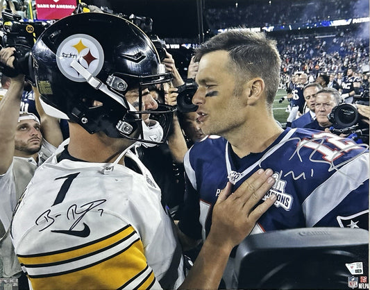 Tom Brady Ben Roethlisberger Signed 16x20 Framed Photo Auto Patriots Fanatics