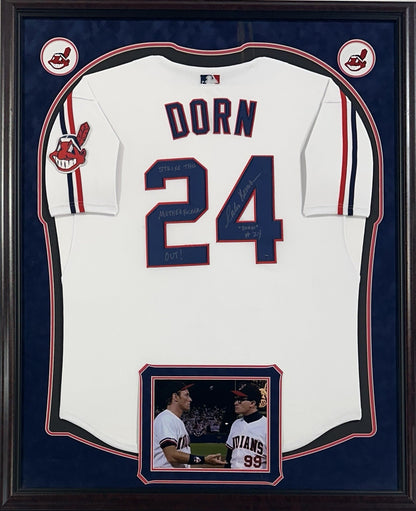 Corbin Bernsen Signed Framed Indians Jersey Major League Dorn Insc Auto Steiner