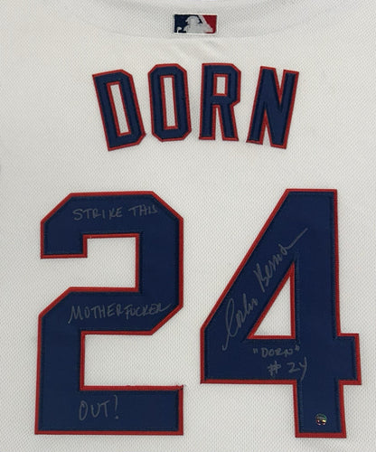 Corbin Bernsen Signed Framed Indians Jersey Major League Dorn Insc Auto Steiner