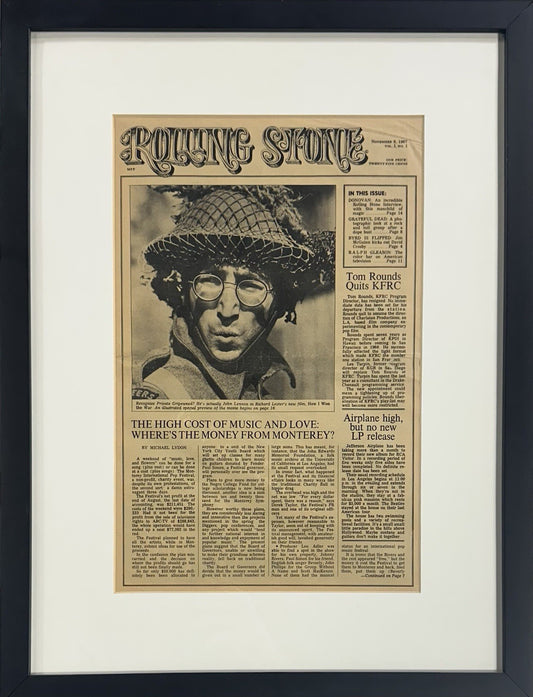 1967 1st Rolling Stone Full Magazine Original Rare Framed John Lennon Cover
