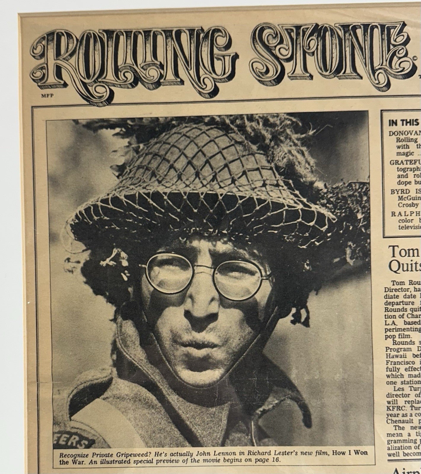 1967 1st Rolling Stone Full Magazine Original Rare Framed John Lennon Cover