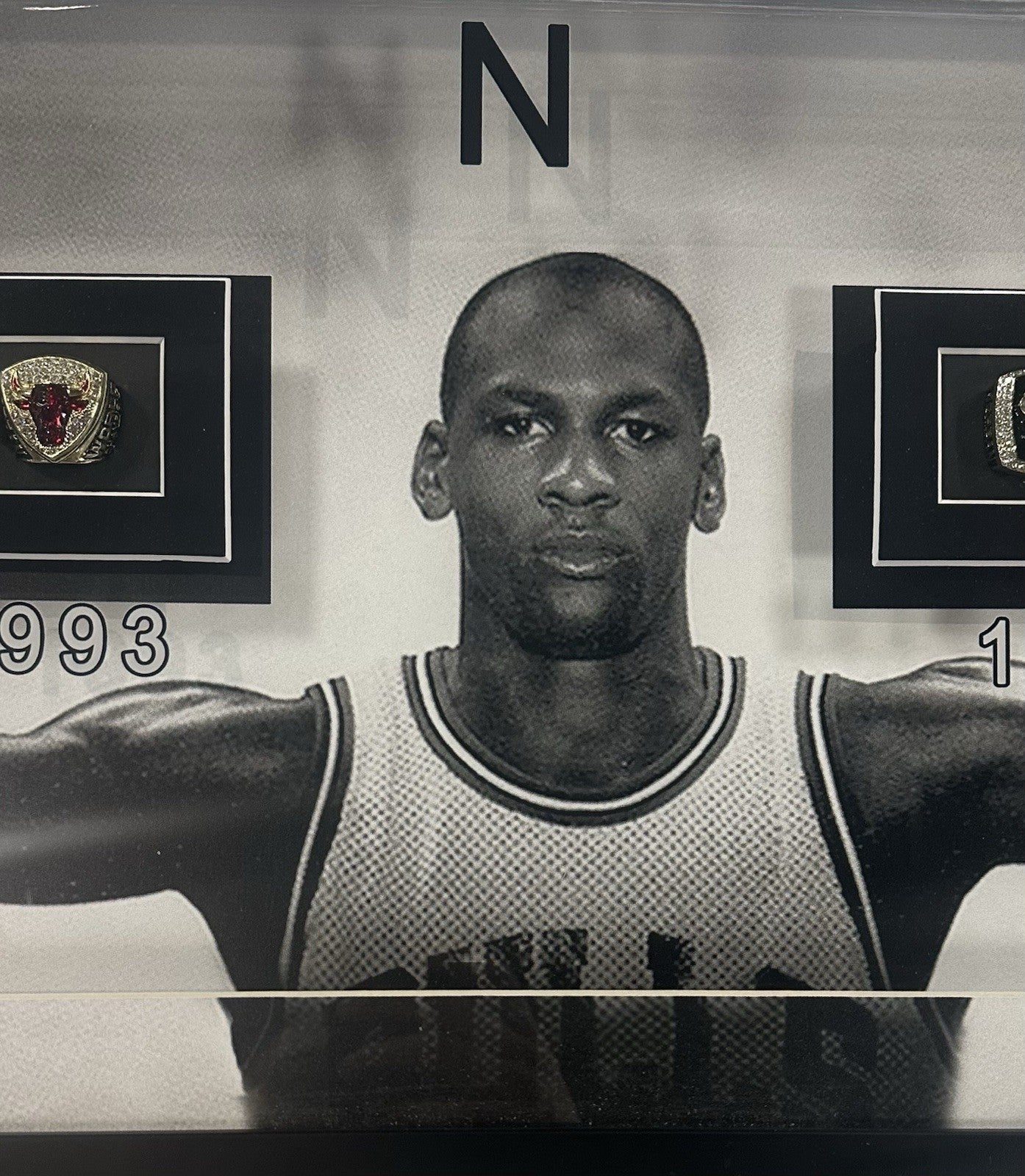Michael Jordan Bulls Wings Framed 15x42 Photo Facsimile NBA Finals 6 Rings