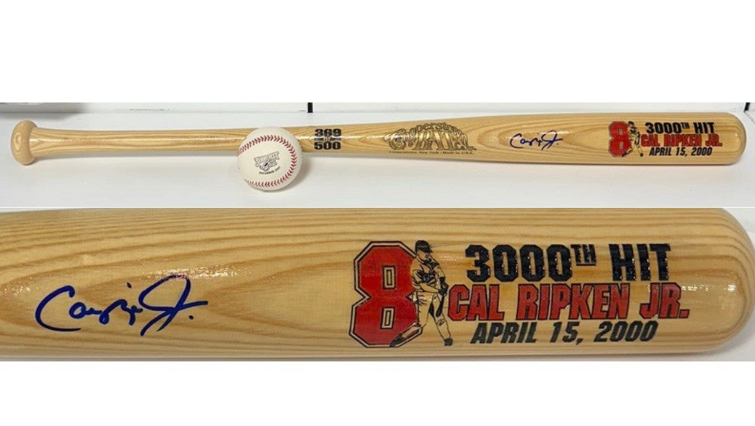 Cal Ripken Jr Signed Cooperstown 3000 Hit Bat LE Orioles w/ Baseball Auto Goldin