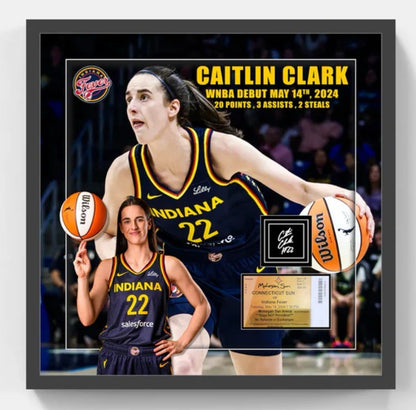 Caitlin Clark Framed 3D 22x22 Photo Fever WNBA Debut Facsimile Auto Ticket