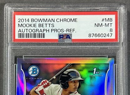 2014 Bowman Chrome Mookie Betts 1st Rookie Auto Refractor /500 PSA 8 #MB RC
