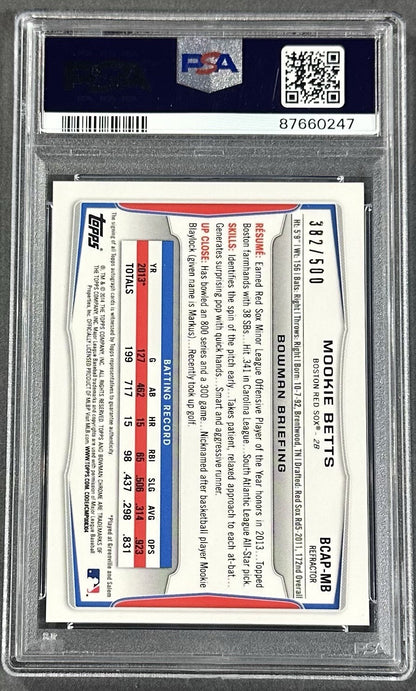 2014 Bowman Chrome Mookie Betts 1st Rookie Auto Refractor /500 PSA 8 #MB RC