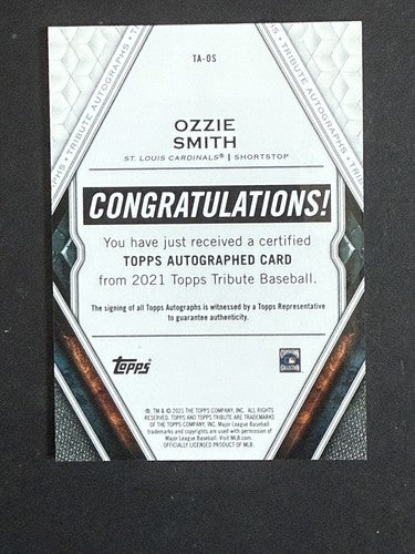 2021 Topps Tribute OZZIE SMITH #TA-OS Mint  Auto /100 Cardinals HOF The wizard
