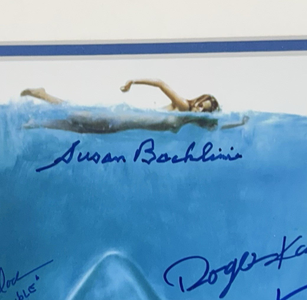 Jaws Cast Signed Framed Movie Poster Collage Photo 11 Auto Roy Scheider PSA LOA
