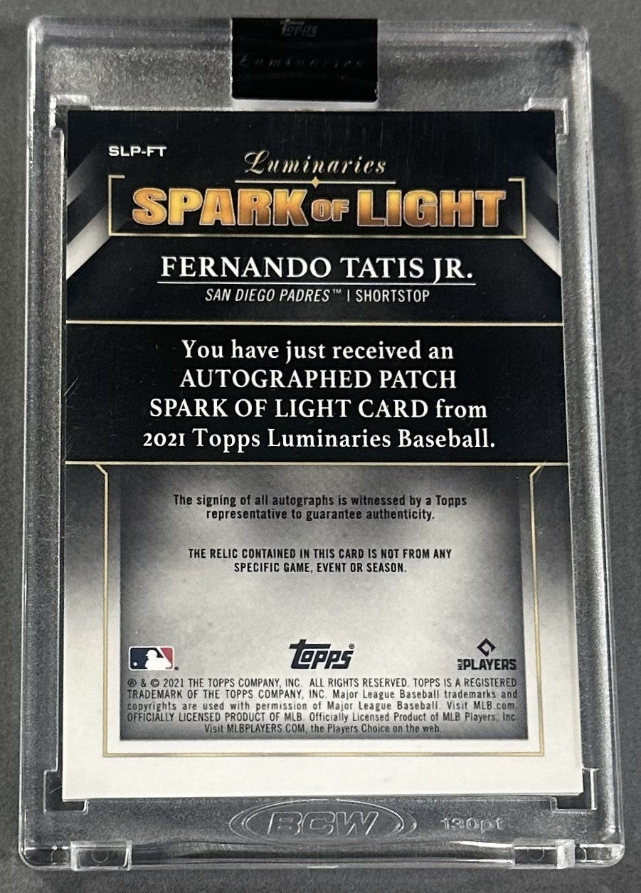2021 Topps Luminaries Fernando Tatis Jr Spark Light Patch Auto /20 Sealed Padres