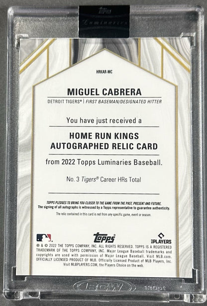 2022 Topps Luminaries Home Run Kings Miguel Cabrera Auto Relic 15/15 Sealed