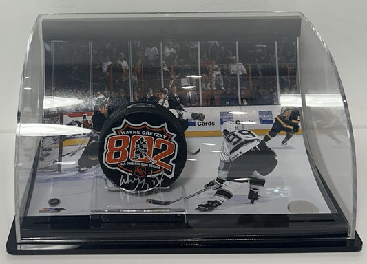 Wayne Gretzky Signed 802 All Time Goal Puck /99 Auto W/ Case Kings UDA COA HOF