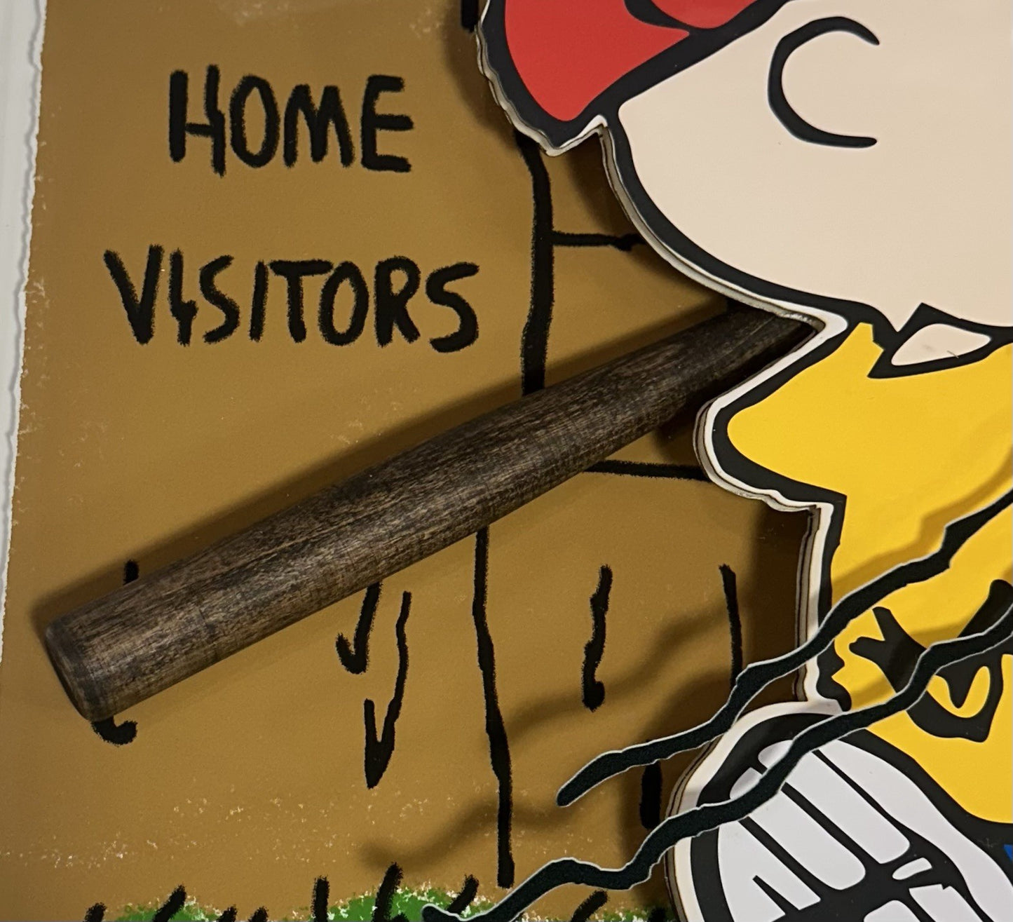 Charlie Brown Peanuts Framed 3D Shadowbox W/mini Baseball Bat Striking Out Quote