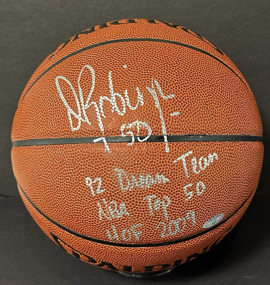 David Robinson Signed Spalding I/O Basketball Spurs HOF Dream Team Auto Steiner