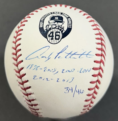 Andy Pettitte Signed MLB Baseball #46 Logo LE 1995-2003 Years Auto Steiner COA