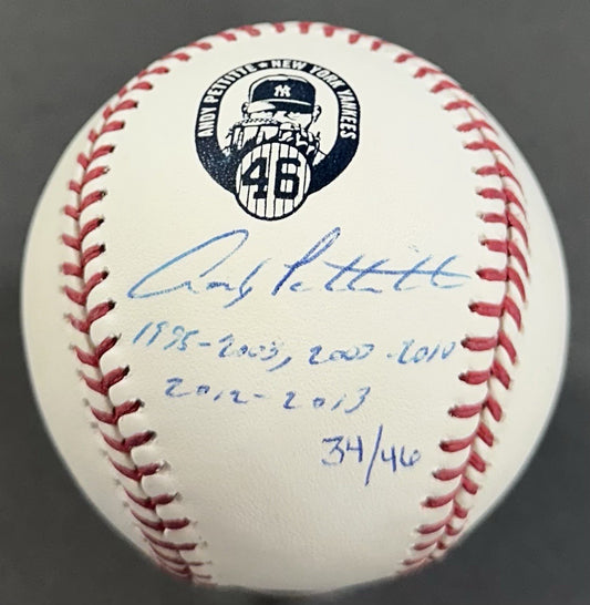 Andy Pettitte Signed MLB Baseball #46 Logo LE 1995-2003 Years Auto Steiner COA