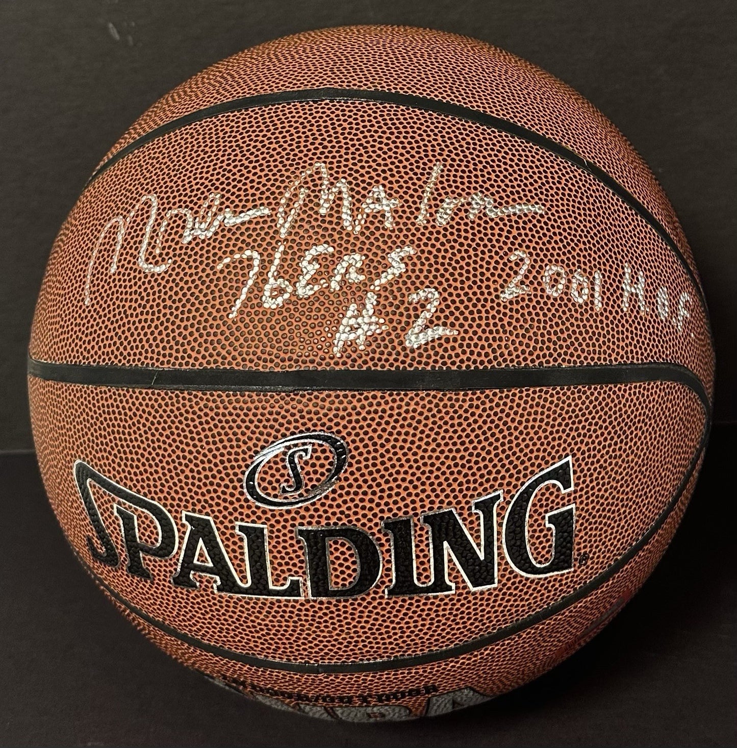Moses Malone Signed Spalding I/O Basketball 76ers #2 2001 HOF Autograph Holo COA
