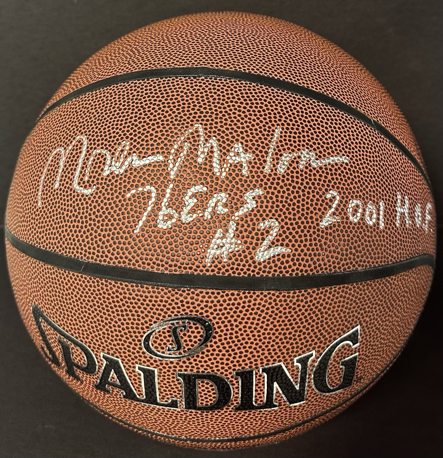 Moses Malone Signed Spalding I/O Basketball 76ers #2 2001 HOF Autograph Holo COA