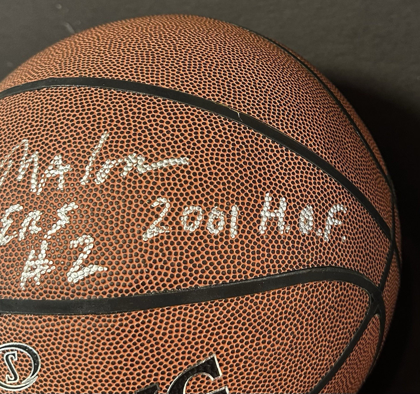 Moses Malone Signed Spalding I/O Basketball 76ers #2 2001 HOF Autograph Holo COA