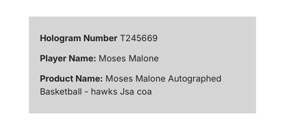 Moses Malone Signed Spalding I/O Basketball 76ers #2 2001 HOF Autograph Holo COA