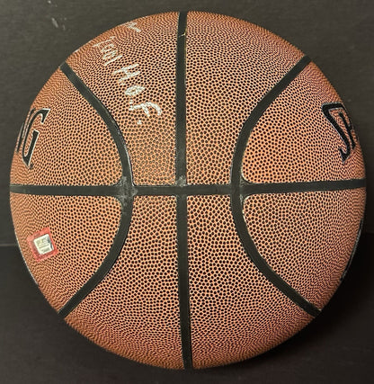 Moses Malone Signed Spalding I/O Basketball 76ers #2 2001 HOF Autograph Holo COA