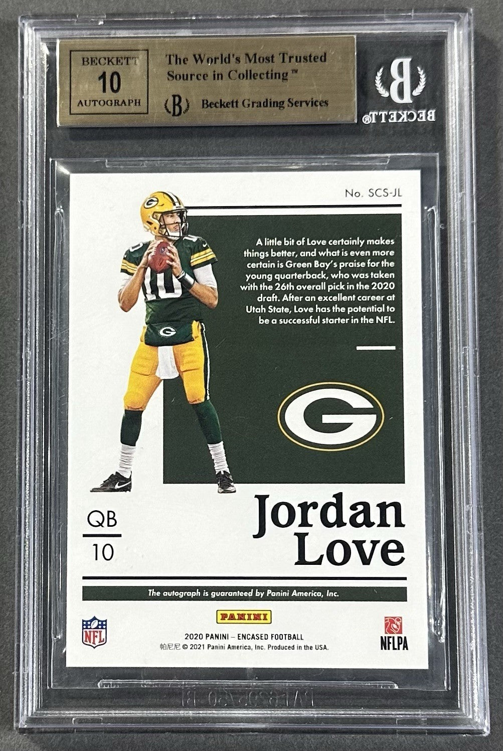 2020 Panini Encased Jordan Love RC Scripted Sapphire /50 BGS 9.5/10 Auto Rookie