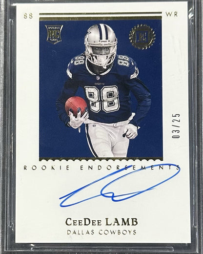 2020 Panini Encased CeeDee Lamb Rookie /25 Gold RC BGS 9.5/10 Mint Auto Cowboys