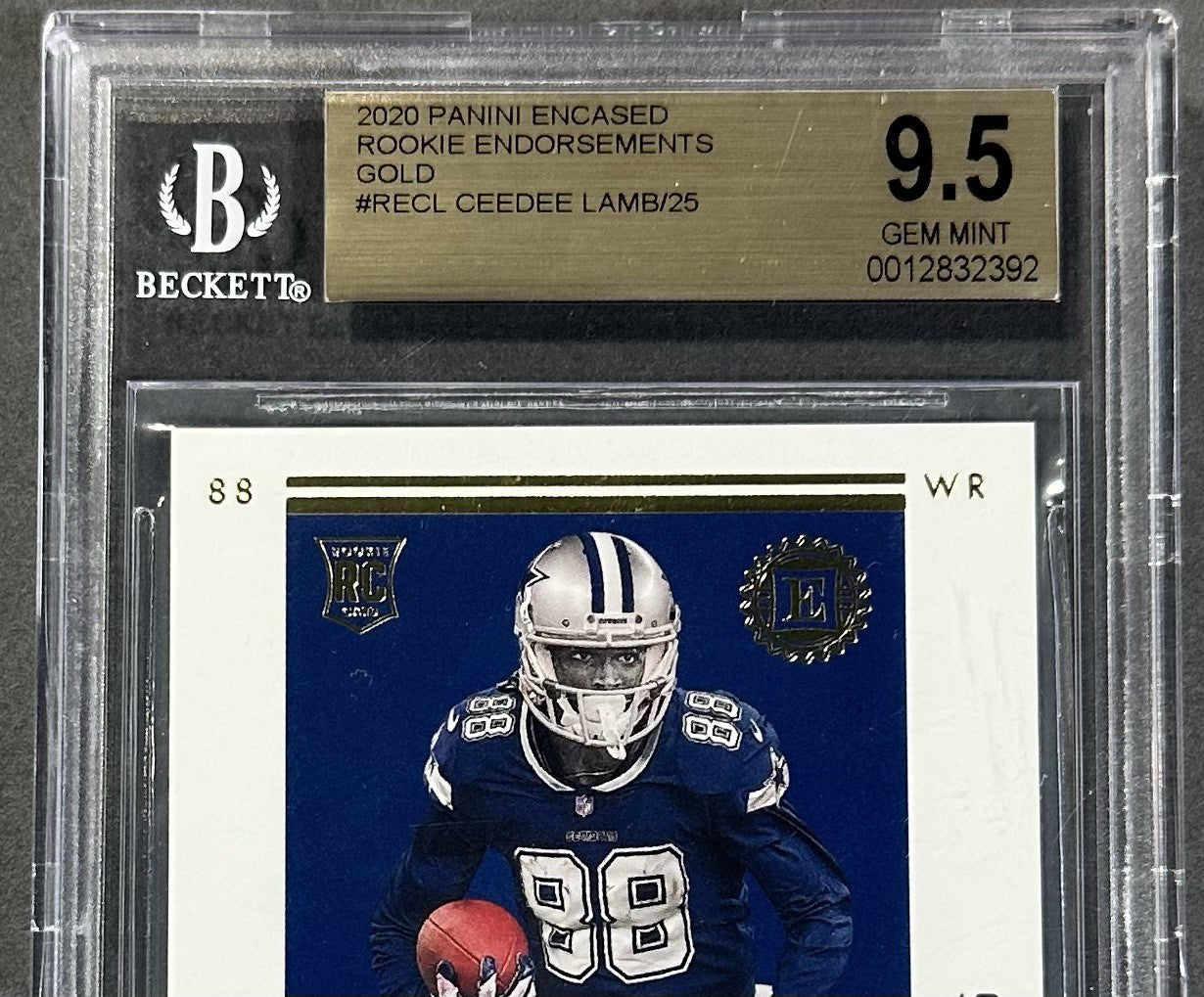 2020 Panini Encased CeeDee Lamb Rookie /25 Gold RC BGS 9.5/10 Mint Auto Cowboys