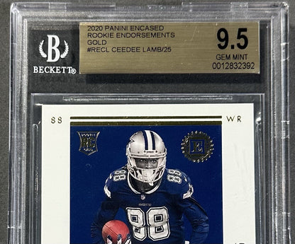 2020 Panini Encased CeeDee Lamb Rookie /25 Gold RC BGS 9.5/10 Mint Auto Cowboys