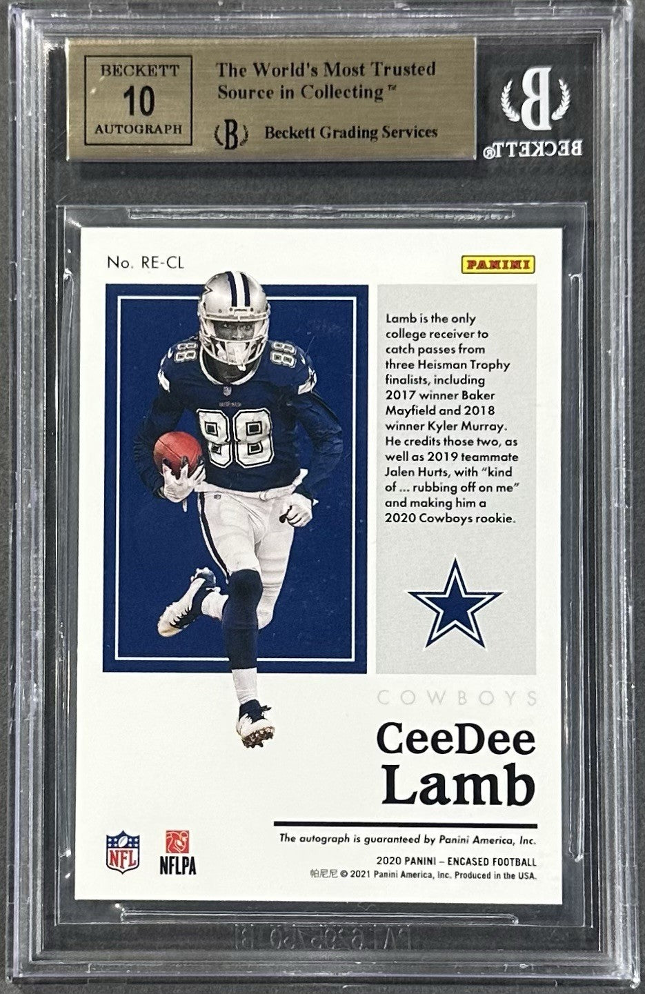 2020 Panini Encased CeeDee Lamb Rookie /25 Gold RC BGS 9.5/10 Mint Auto Cowboys