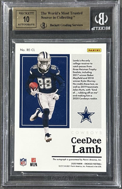 2020 Panini Encased CeeDee Lamb Rookie /25 Gold RC BGS 9.5/10 Mint Auto Cowboys