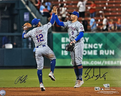 Francisco Lindor Brandon Nimmo Signed 16x20 Framed Photo Mets Auto Fanatics MLB