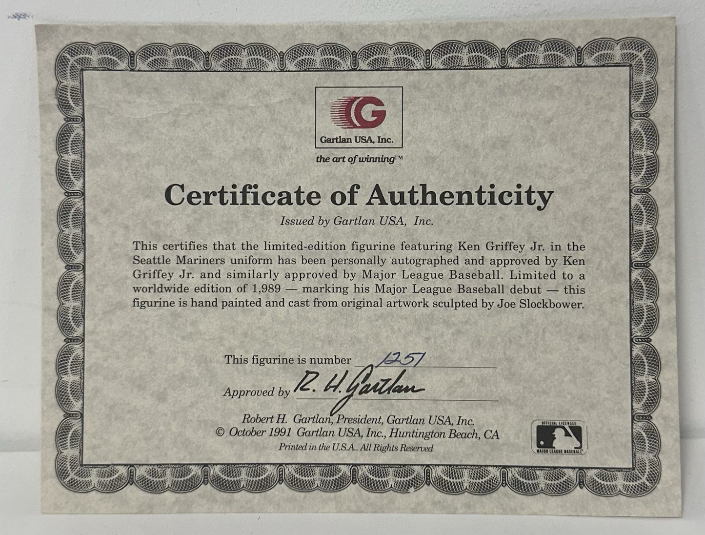 Ken Griffey Jr Signed Gartlan Figurine Seattle Mariners LE Auto COA HOF NIB