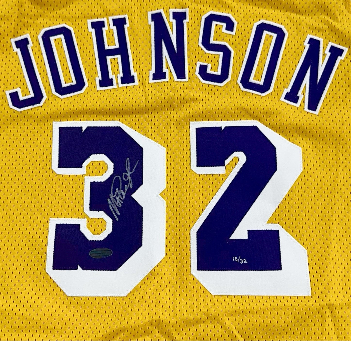 Magic Johnson Signed M+Ness Lakers Stat Rookie Jersey /32 Auto Steiner COA HOF