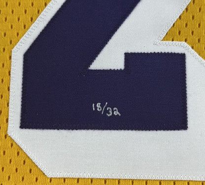 Magic Johnson Signed M+Ness Lakers Stat Rookie Jersey /32 Auto Steiner COA HOF