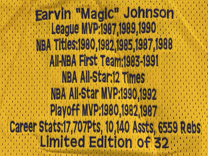 Magic Johnson Signed M+Ness Lakers Stat Rookie Jersey /32 Auto Steiner COA HOF