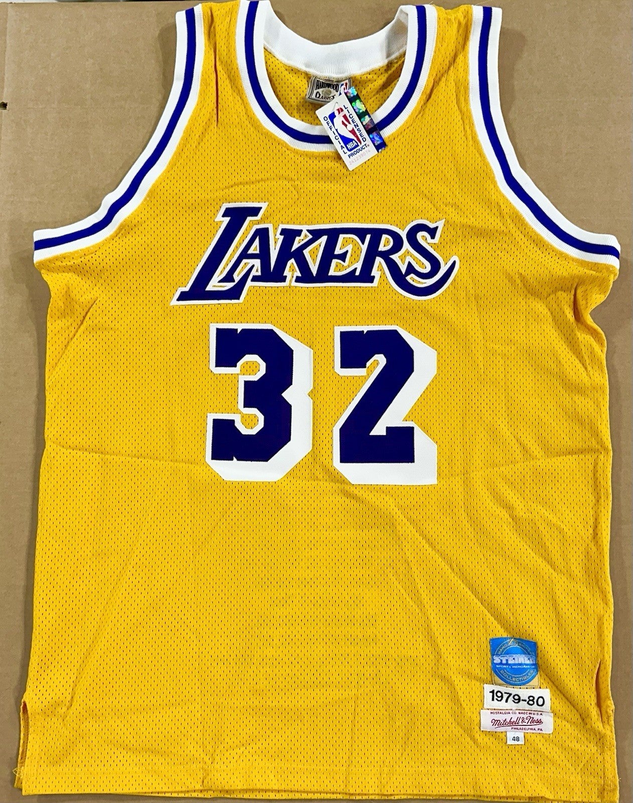 Magic Johnson Signed M+Ness Lakers Stat Rookie Jersey /32 Auto Steiner COA HOF