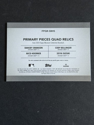 2024 TOPPS MUSEUM SWANSON BELLINGER HOERNER SUZUKI /15 PRIMARY PIECES Jersey