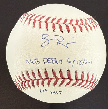 Ben Rice Signed Official MLB Baseball Yankees Debut 1st Hit /22 Auto Steiner COA