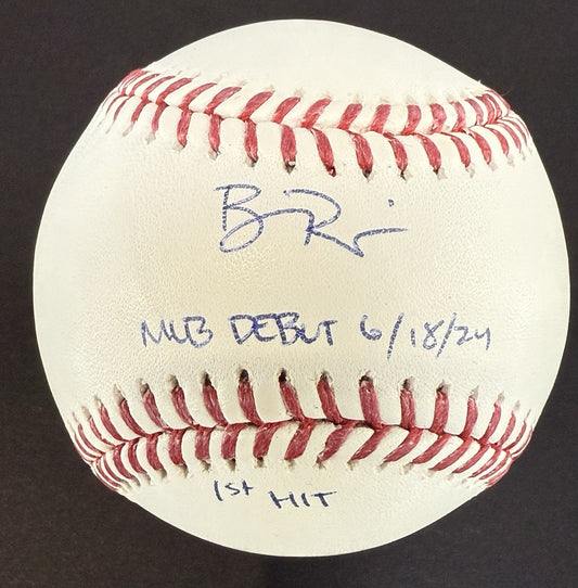 Ben Rice Signed Official MLB Baseball Yankees Debut 1st Hit /22 Auto Steiner COA
