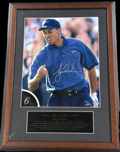 Tiger Woods Signed 12x16 Framed Golf Photo Ace In Arizona Mint Auto 7/10 UDA COA