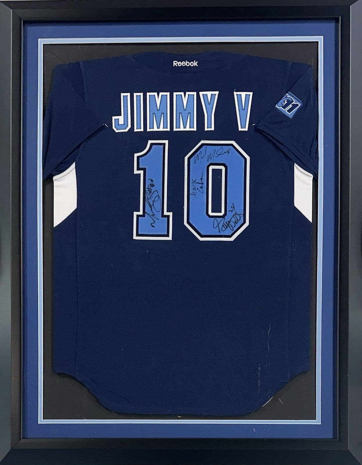 Jimmy V Valvano Dallas Reebok Jersey Framed Mark Cuban Signed Modano Auto Coa