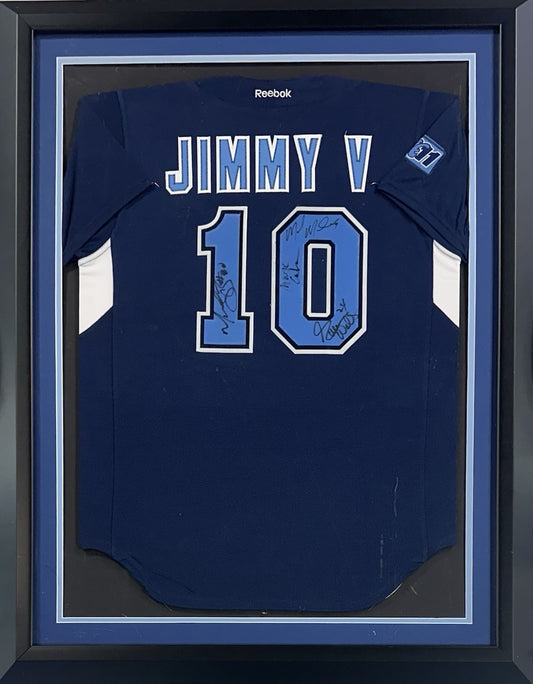 Jimmy V Valvano Dallas Reebok Jersey Framed Mark Cuban Signed Modano Auto Coa
