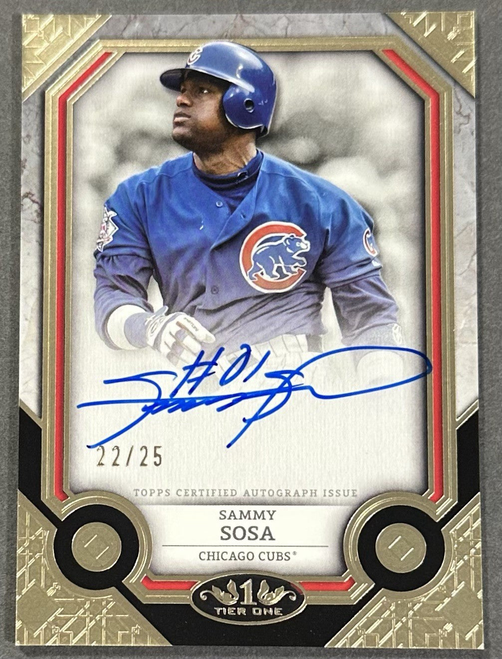 2024 Topps Tier One Sammy Sosa Mint Auto /25 Holo Gold Foil Chicago Cubs #T1A-SS