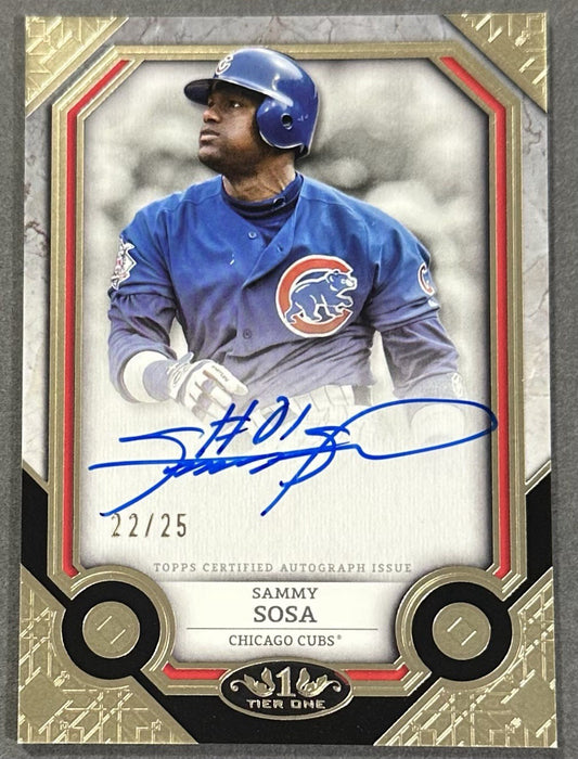 2024 Topps Tier One Sammy Sosa Mint Auto /25 Holo Gold Foil Chicago Cubs #T1A-SS