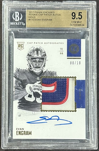 2017 Panini Encased Evan Engram RC Rookie Cap Patch Auto Gold /10 BGS 9.5/10 RPA